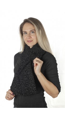 Black karakul lamb fur scarf - fur on both sides